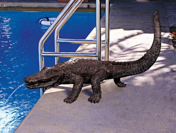 Gator On Prowl Piped Bronze Alligator Statue Garden Fountain Bronze